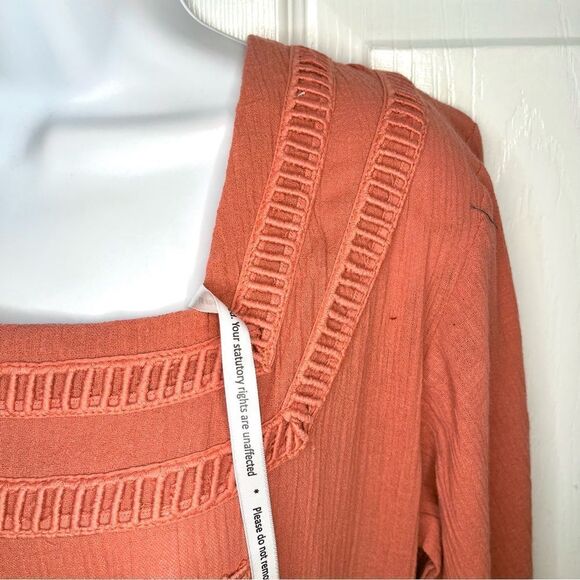 Modcloth Frock & Frill Elegant Wanderer Cotton Midi Dress Embroidered Coral 8 - Picture 6 of 13